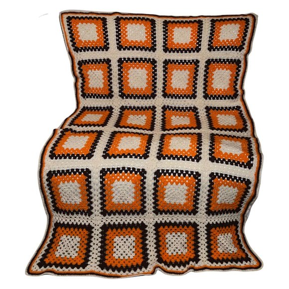 Handmade Hand Crafted Vintage 70's Style Granny Square Throw Afgan 76 X 53 - Picture 6 of 11